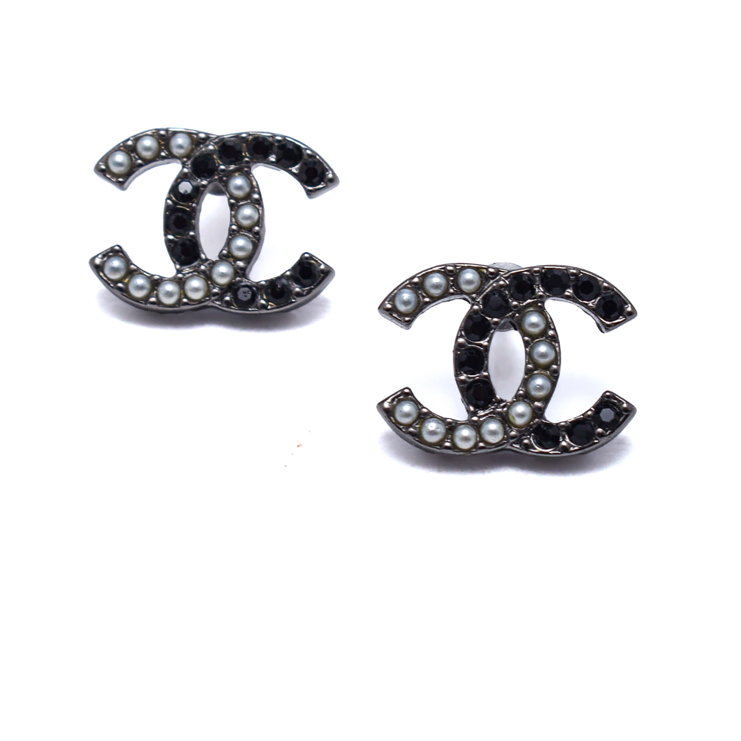 Chanel - Anthracite Stud CC Earrings